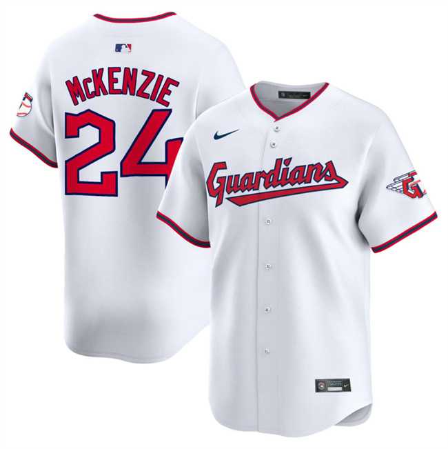 Mens Cleveland Guardians #24 Triston McKenzie White Home Limited Stitched Jersey Dzhi